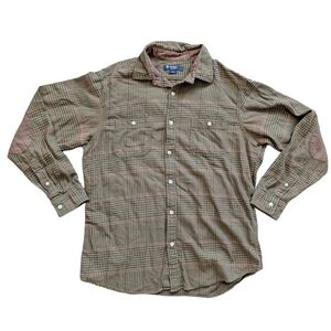 Daniel Cremieux Rustic Green Brown Red Plaid Long Sleeve Button Down Shirt Large